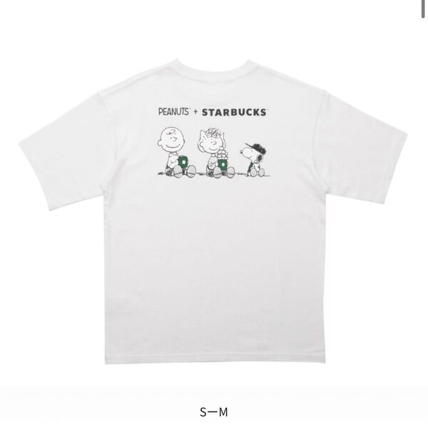 PEANUTS + STARBUCKS スヌーピー Tシャツ S-M ホワイト PEANUTS スタバ スターバックス