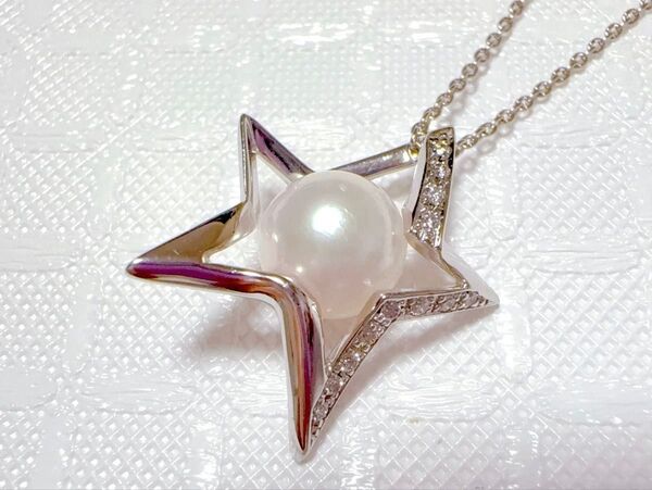 K18 STAR JEWELRY パール&ダイヤモンド スタートップネックレス