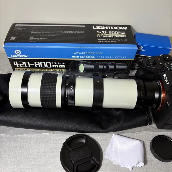 SONY Eマウント用 LIGHTDOW 420-800mm f8.3-16 超望遠レンズ ホワイト