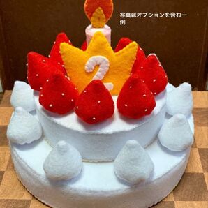 2段 大きな苺のバースデーケーキ★誕生日会イベントに★フェルトケーキおままごと用