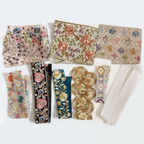 インド刺繍リボン ハギレセット 20〜30cm前後中心