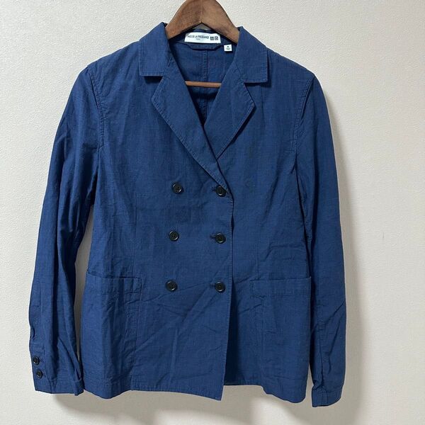 【美品】ユニクロ INES DE LA FRESSANGE ダブルブレストジャケット ネイビー M