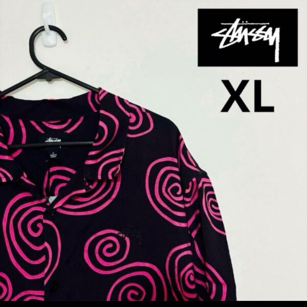 STUSSY ステューシー 半袖シャツ 黒 ピンク XL 新品 タグ付き
