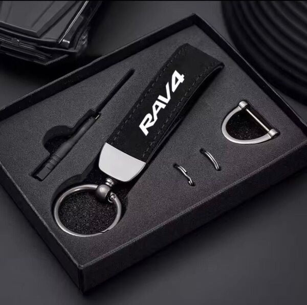TOYOTA RAV4用 キーリング キーホルダー アクセサリー ストラップ黒 専用工具付き