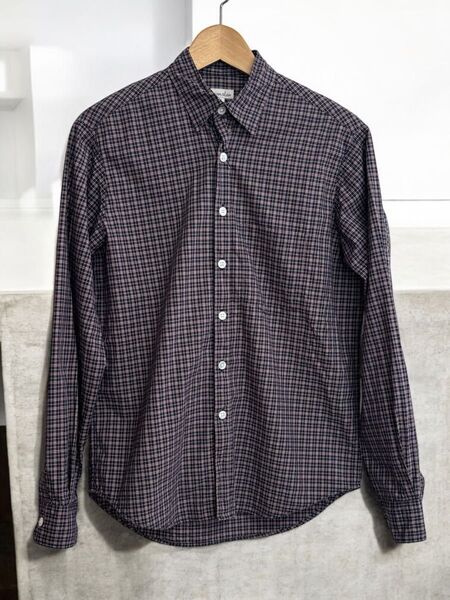 スティーブンアラン<Steven Alan>チェック柄 リバースシームオーガニックコットンシャツ①