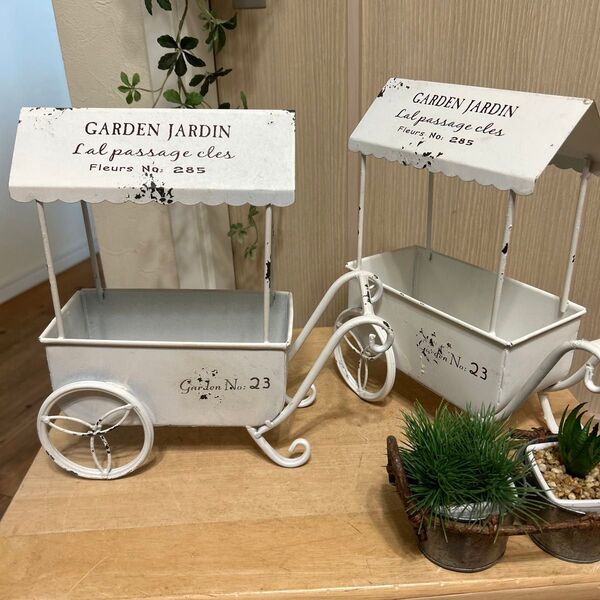 【2個】アイアン多肉植物鉢ラック ガーデン雑貨 花くるま オブジェインテリア