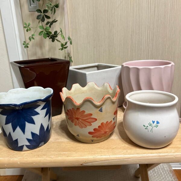 【まとめて6点】植木鉢 鉢 陶器鉢 寄せ植えガーデニング 全国送料無料0531-5