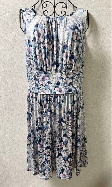 【極美品】FAS FILLE A SUIVRE 花柄 ギャザーワンピース ラメ