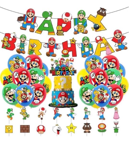スーパーマリオ お誕生日 ガーランドセット バルーン 飾り マリオ風船
