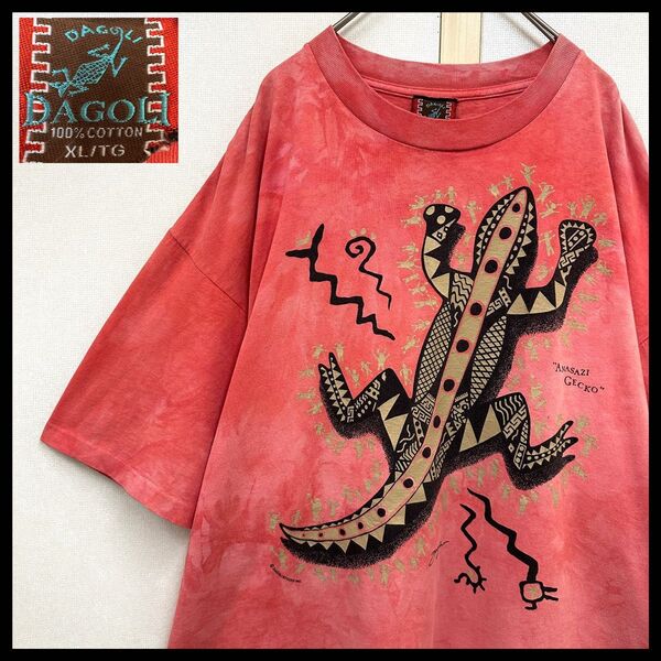 90's カナダ製 DAGOLI Cave Art Tシャツ タイダイtシャツ 半袖Tシャツ タイダイTシャツ ビッグプリント