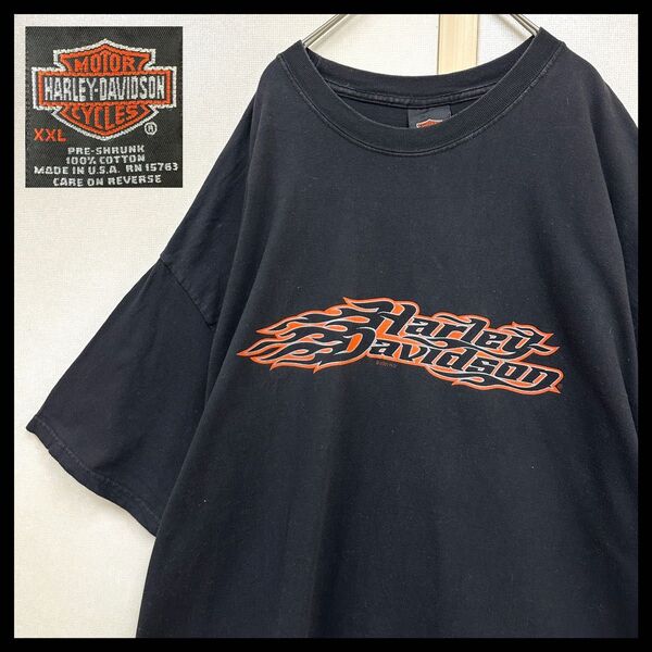 00sフレイムファイヤーハーレーダビッドソンharleytシャツ USA製XXL HARLEY DAVIDSON 半袖Tシャツ