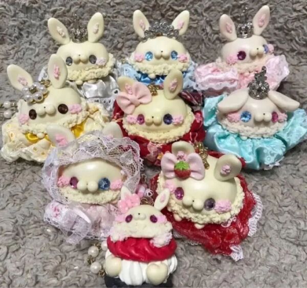 parfait パルフェ アイスバニー キーホルダー バッグチャーム マスコット ハンドメイド ドレス 和柄 ロリータ いちご