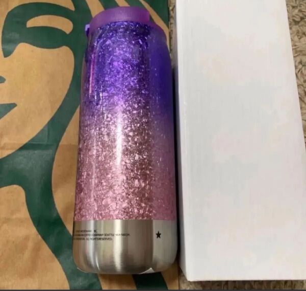 STARBUCKS スターバックス オンライン限定 カンシェイプ ステンレスボトル クラック グラデーション パープル 355ml