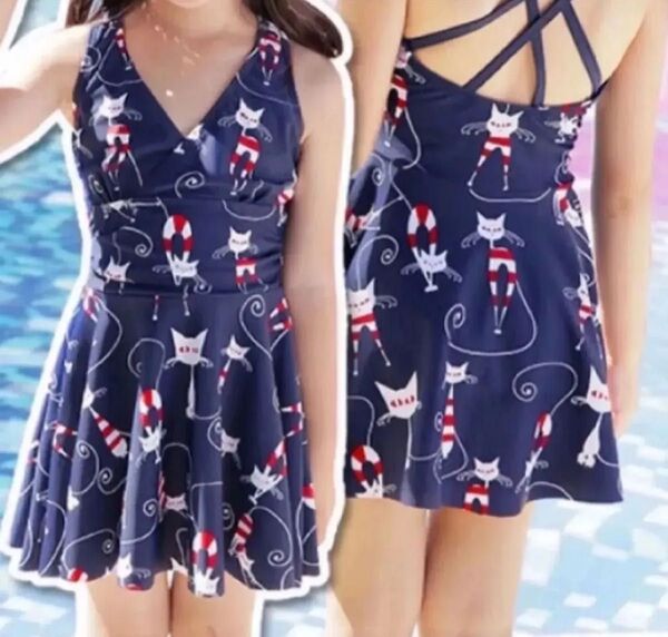 キッズ kids 水着 女の子 セパレート ワンピース ショートパンツ 2点セット 水遊び プール 海 ネイビー 110cm