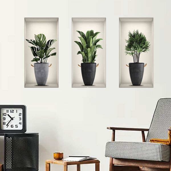 【剥がせる!】ウォールステッカー 鉢植え 植物 シール グリーン 壁紙シール