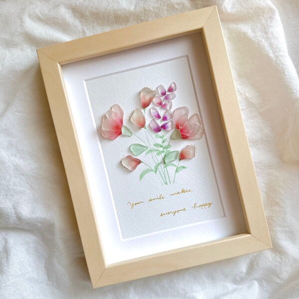 #107 シーグラスアート シーグラス お花畑 お花 フラワー Flower