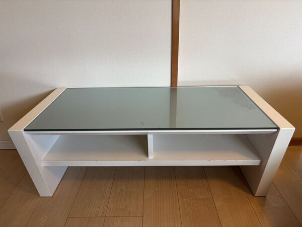 ガラス天板ローテーブル 白色 ローテーブル おしゃれ ローボード テレビ台 強化ガラス