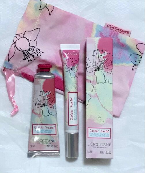 ロクシタン L'OCCITANE チェリーパステル ハンドクリーム&ジェリーフレグランス香水 巾着付き