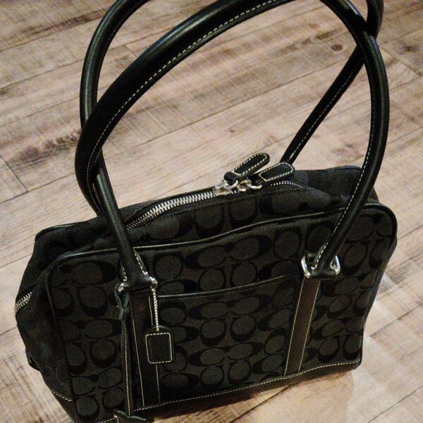 【美品】COACH コーチ ハンドバッグ シグネチャー キャンバス トートバッグ 肩掛け
