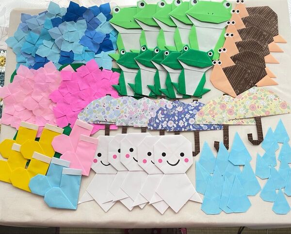ハンドメイド 折り紙 梅雨セット 壁面飾り