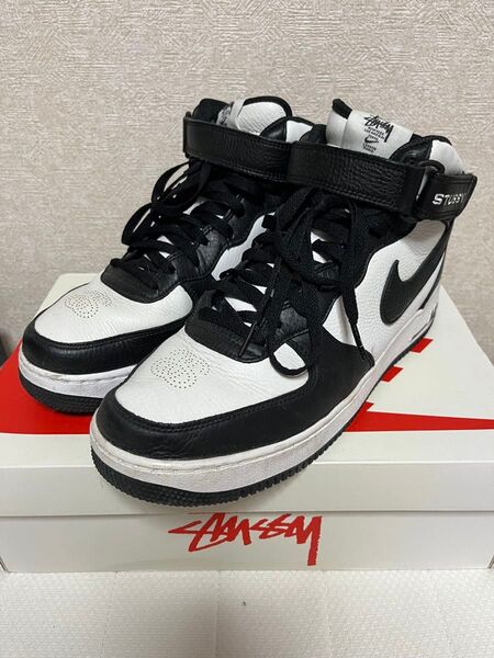 ●商品名:Stussy × Nike Air Force 1 Mid "Black and Light Bone"