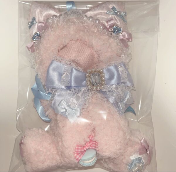 16cm おすわり ぬい服 ピンク ブルー 猫