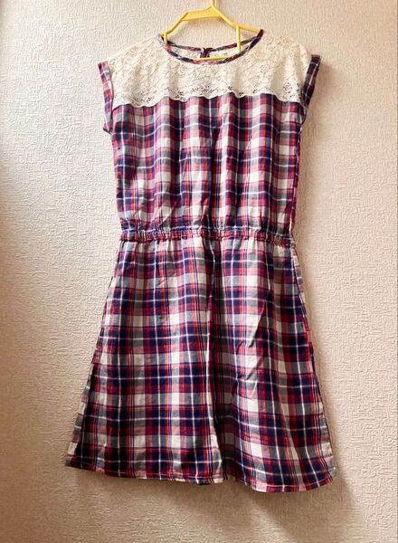 H&M新品チェック柄チュニック ワンピース164cm