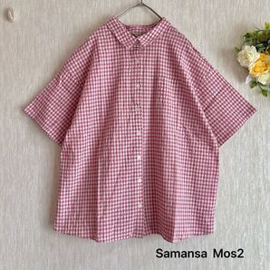 新品 ポコポコギンガムチェックシャツ ピンク サマンサモスモス