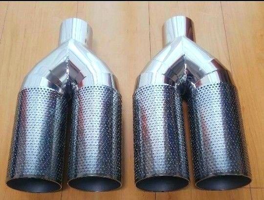 ワンオフマフラー製作用出口 パンチング巻き仕様 デュアル4本出し