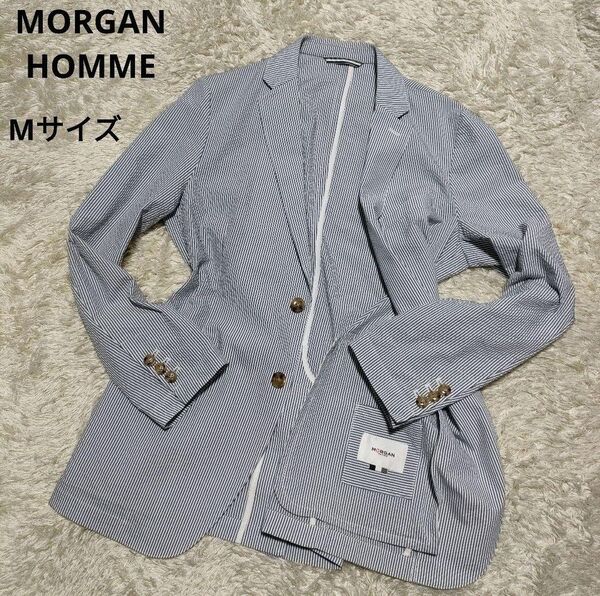 MORGAN HOMME メンズ シアサッカー テーラードジャケット Мサイズ