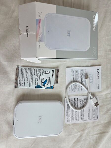 【試し印刷に4枚印刷しただけ】Canon PV-223-WH ミニフォトプリンター iNSPiC