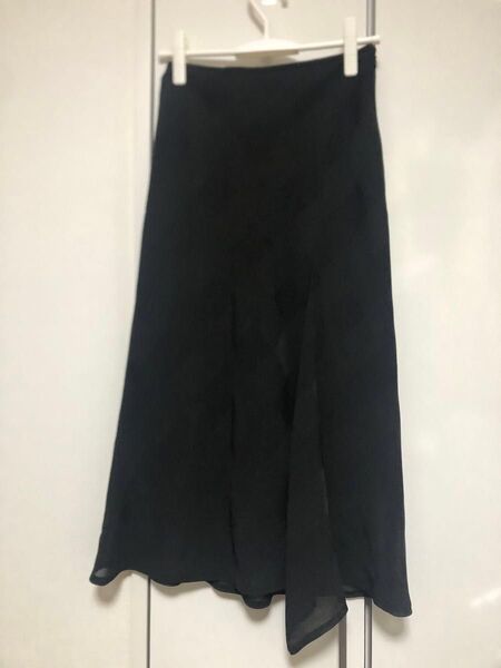 ロングスカート 黒 チェック アシンメトリー