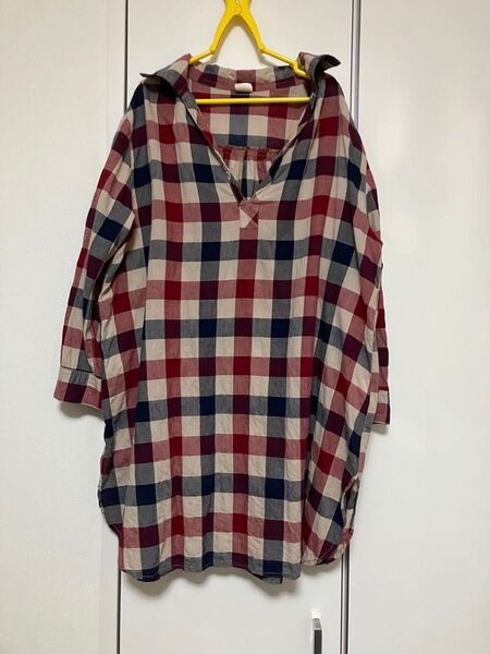 チェックシャツ 七分袖 Mサイズ カットソー スキッパー
