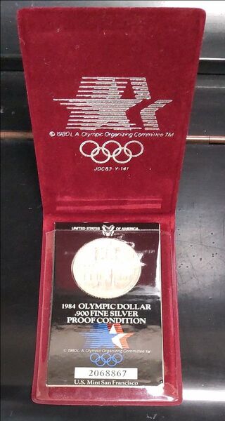 1984年ロサンゼルスオリンピック記念銀貨 プルーフ 1$ 純銀