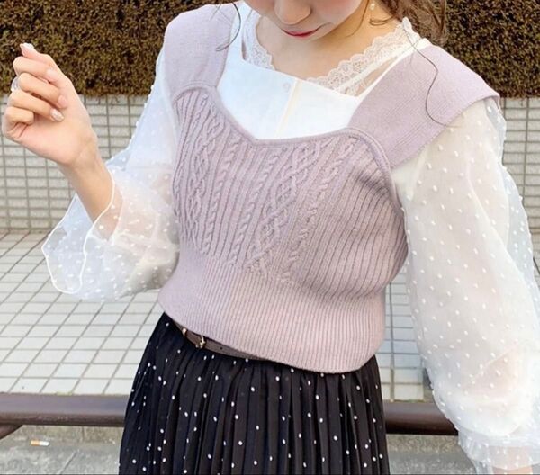 apres jour ビスチェ×オーガンジーブラウスセット