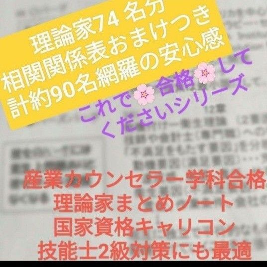 産業カウンセラー学科理論家ノート約90名まとめノート☆国家資格キャリコンにも1級キャリアコンサルティング技能士合格者ひよはな監修
