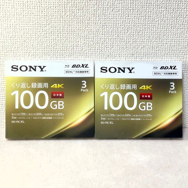 6枚セット SONY BD-RE XL 100GB 4K 繰り返し録画用ブルーレイメディア 3BNE3VEPS2