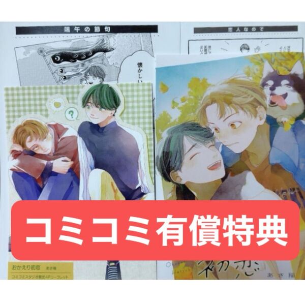 おかえり初恋 コミコミ有償特典16P小冊子、コミコミ特典4Pリーフレット、ペーパー、初回限定ペーパー