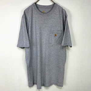 carhartt Tシャツ Mサイズ グレー カーハート 半袖 カットソー ワンポイント ロゴ メンズ 古着 グレー ポケット 古着 メンズ