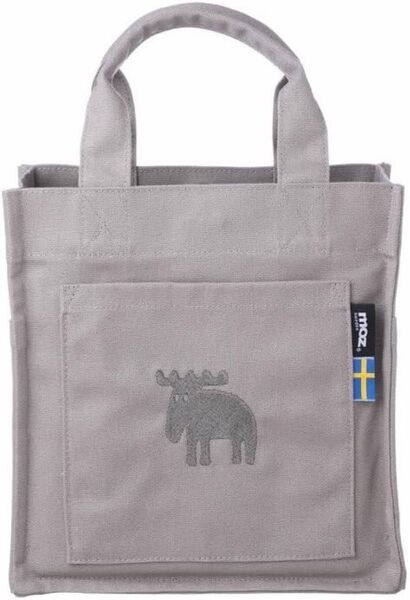 新品 moz 帆布 ランチバッグ グレー ミニトート 弁当 水筒 キャンバス 小さめ 軽量 サブバッグ 北欧 モズ