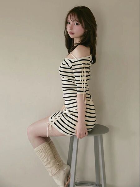 最終下げ!ラスト1点!アンドマリー Connie ribbon mini dress