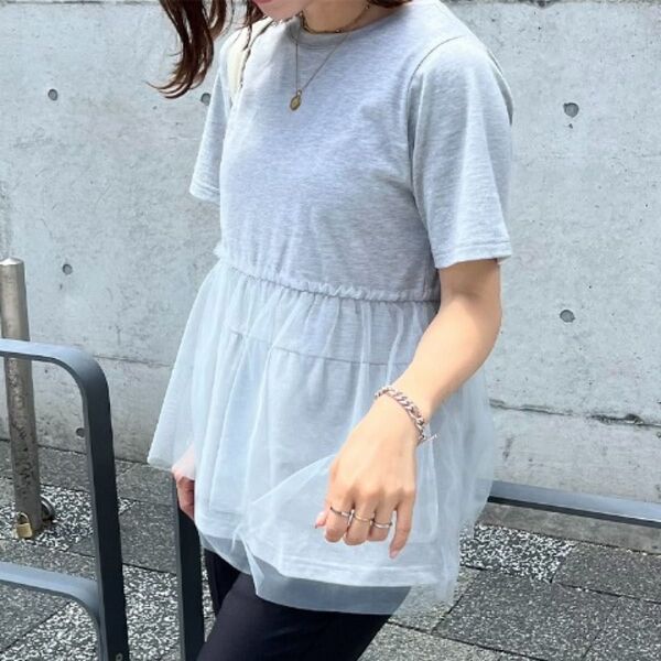 しまむら mir..×Ran チュールキリカエTシャツ