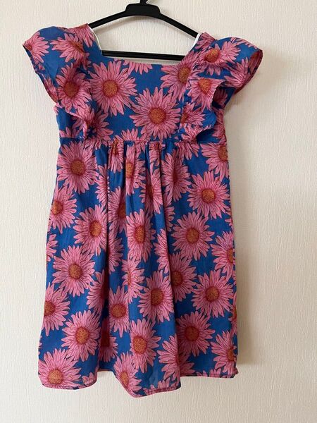 女の子 ワンピース H &M コットンドレス花柄 ピンク ブルー