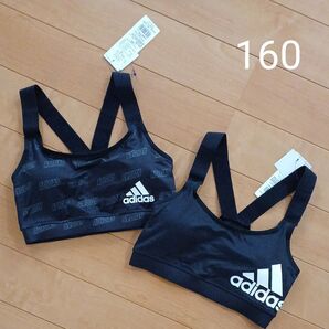 adidas ハーフトップ カップ付ハーフトップ スポブラ 160女の子 未使用 タグ付き ジュニアブラ