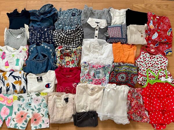 90-95サイズ 女の子服30点以上まとめ売り 夏服 半袖 ノースリーブ Tシャツ、ワンピース、スカート 半袖Tシャツ 甚平 水着