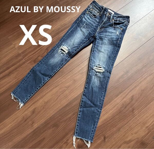 AZUL BY MOUSSY アズールバイマウジー クラッシュ リペア スキニー デニム ジーンズ ストレッチ ダメージ
