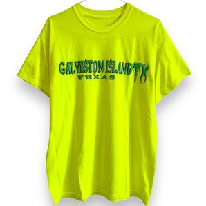 古着 プリント tシャツ ネオンカラー y2k グランジ 半袖 Tee Galveston Island