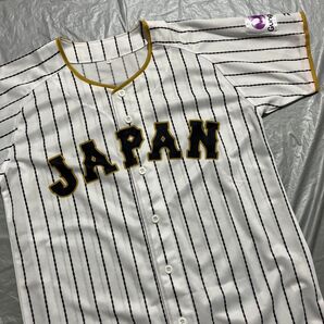 サムライジャパン 野球日本代表 ミズノ製 レプリカユニフォーム メンズ Lサイズ ホワイト ストライプ 侍ジャパン ベースボール