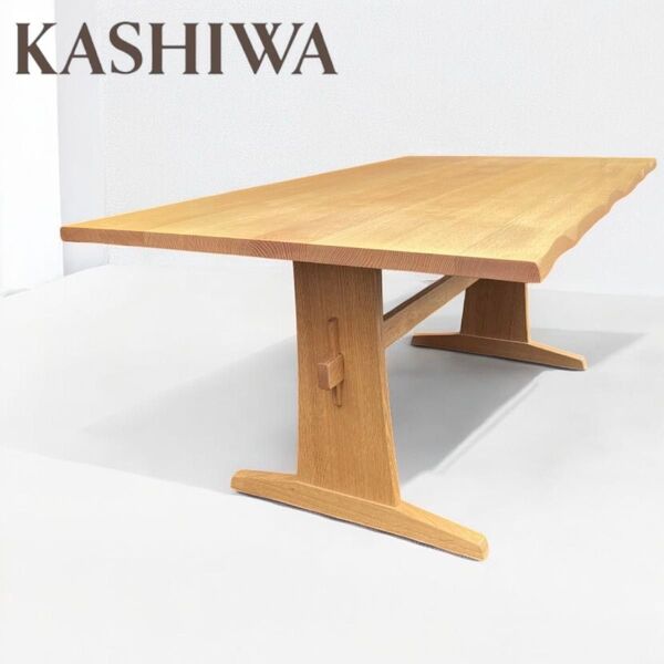 柏木工 ダイニングテーブル 飛騨家具 オーク天然木 165cm 北欧 食卓 ベージュ オーク材