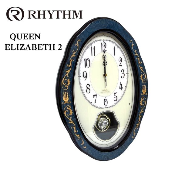 高級 RHYTHM リズム イタリア象嵌 壁掛時計 メロディ時計 掛け時計 電波時計